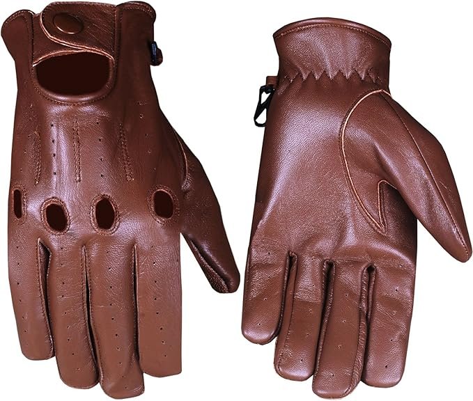 Bikes Transporter Driving Gloves for Men Women, Genuine Lambskin Leather, Touchscreen - Soft Unlined Aniline