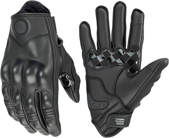 Motorcycle Leather Gloves, Sheepskin Protective Gloves for Men and Women, Touchscreen Compatible, Hard Knuckle，Gear for Motorcross Racing Cycling