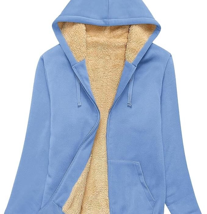 Women Fleece Lining Zip Up hoodie Winter