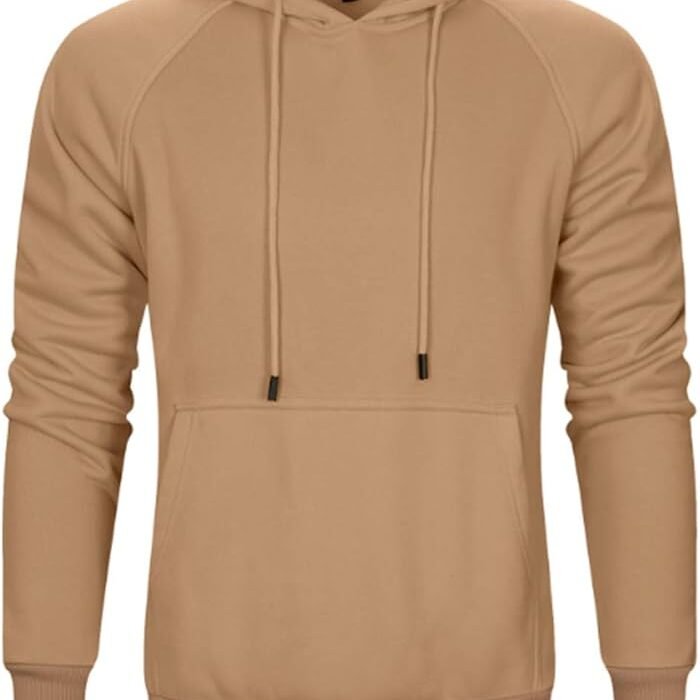 Men’s Solid Color Pullover Hoodie – Classic Casual Sweatshirt with Kangaroo Pocket