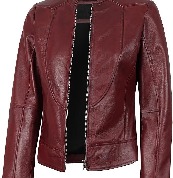 Women’s Classic Zip-Up Maroon Jacket – Perfect for Autumn & Winter