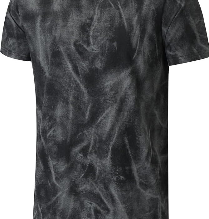 Mens Hemline Pattern Print T Shirt Hipster Hip Hop Ripped Round